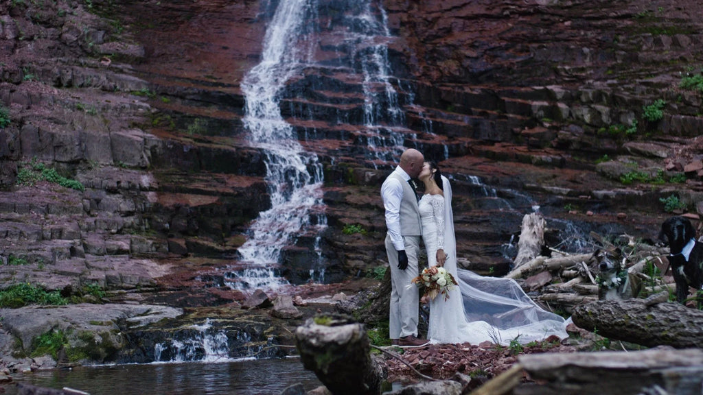 Adventure elopement film still - couple in the Colorado mountains